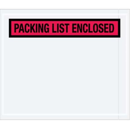 BOX PARTNERS 7 x 6 in. 2 Mil Poly Red Packing List Enclosed Envelopes BO49950